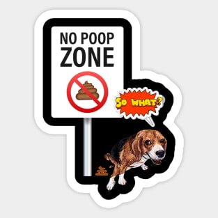 No poop zone, dog reacts 'So what?' Sticker